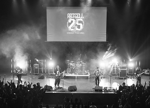 Artcell 25 concert in Saskatoon, band on stage with the crowd